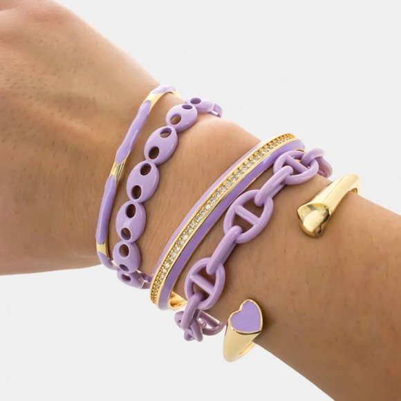 NEW White Enamel Mariner Chain Cuff Bracelet - Picture 7 of 9